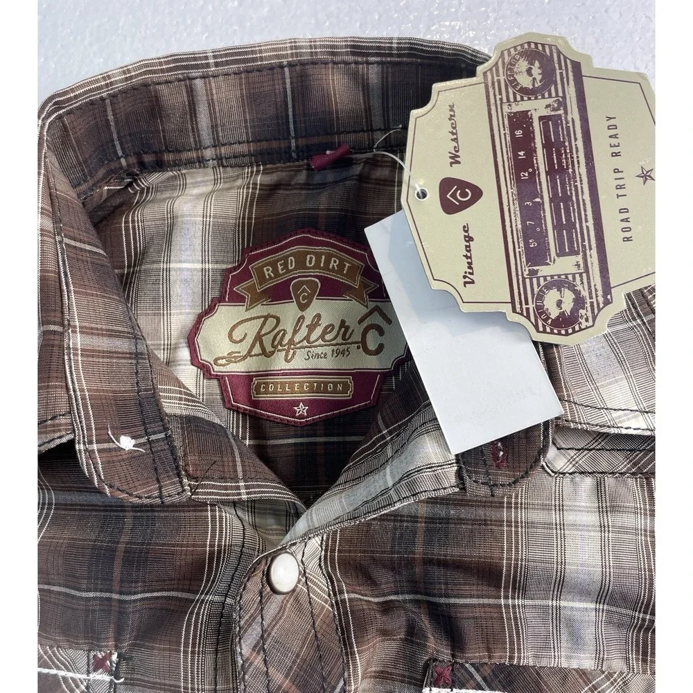 Boys RAFTER C Red Dirt Collection Cowboy Rodeo Pearl Snap Western Shirt Sz M